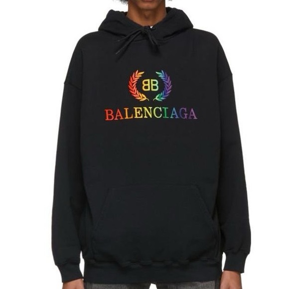Balenciaga 2018 Rainbow Logo Sweatshirt Hoodie - Picture 1 of 13